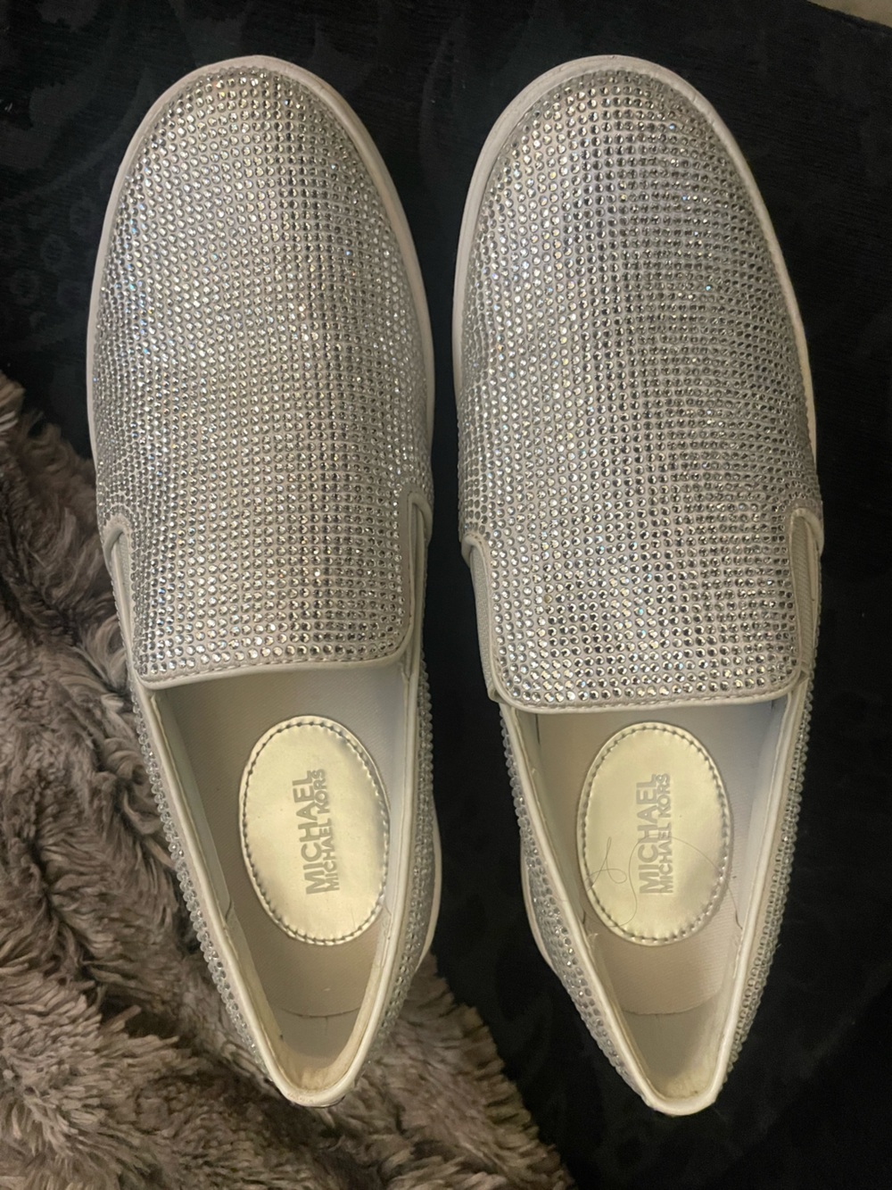Michael Kors Silver Crystal Slip-On Sneakers